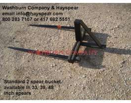 Hay bale loader bucket carrier 2 spear 48 spike prong fork attachment