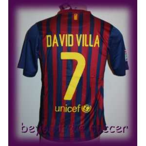  FC BARCELONA HOME DAVID VILLA FOOTBALL SOCCER JERSEY SMALL 