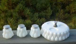 1950 FENTON TEARDROP MILK GLASS SALT SHAKER CASTOR SET  