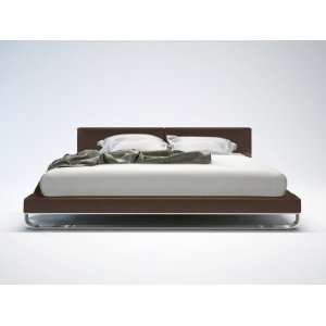 Chelsea Brown Leather Modern Bed   King Size