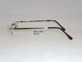 Baron 3191 Brown Rectangular Rimless Eyeglass Frame New  