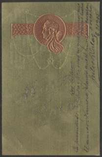 Art Kirchner Unsigned Noveau Woman Profile 1905 Embossed Postcard 
