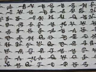 100 letter/ABC initial rings,band,wholesale lot,w/case  