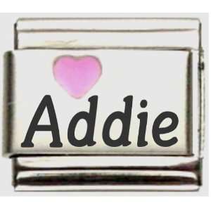  Addie Pink Heart Laser Name Italian Charm Link: Jewelry