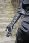 long kidskin leather black gloves with buttons size 8 ( 31 ) !