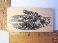 HENNA TATTOO HAND BIG NICE wood mounted rubber stamp  