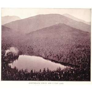   Adirondack Lodge Clear Lake New York   Original Duotone Print: Home