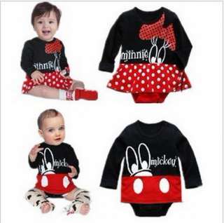 Free Shipping Girl Boy Baby Clothes Minnie Mickey Mouse Set Cotton 