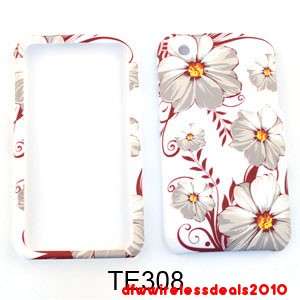 FOR APPLE IPHONE 3G S CASE COVER WHITE FLOWERS RED LEAVES  