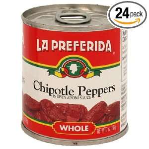 La Preferida Whole Chipotle Peppers, Hot, 7 Ounce Unit (Pack of 24 