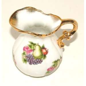  Vintage Porcelain Floral Creamer W/Gold Accents 
