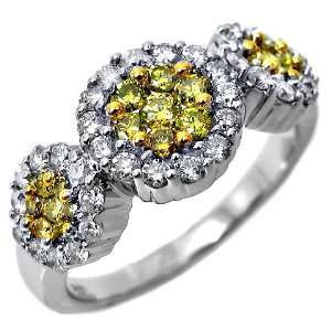    1.0ct Canary Round Flower Diamond Ring 14k White Gold: Jewelry