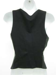 BAILEY 44 Black Sleeveless Leather Trim Zip Vest Sz 4  