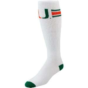  Miami Hurricanes White Retro Knee High Tube Socks: Sports 