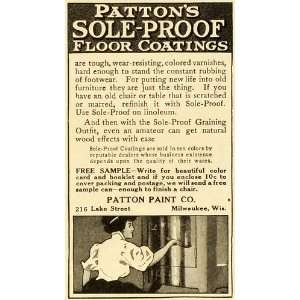 1909 Ad Patton Paint Sole Proof Linoleum Floor Coating Stain Varnish 