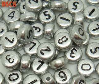 50g Mixed Round Coin Flat Acrylic Letter&number Spacer Beads charm fit 