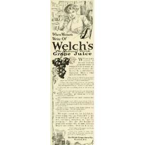 1911 Ad Welchs Grape Juice National Drink Lady Desk   Original Print 