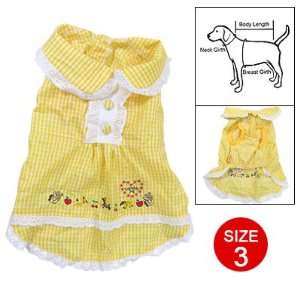   Pet Peter Pan Collar Yellow White Grids Dress Size 3: Pet Supplies