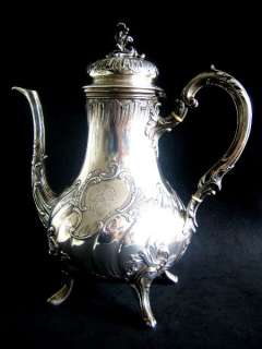 Antique French Sterling Silver Tea Coffee Pot Rococo  