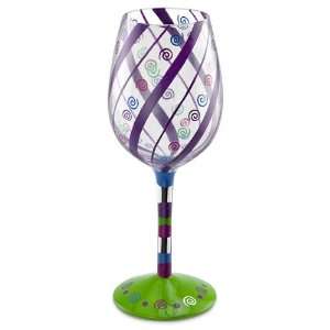  Gone Whimsy Hand Painted Wine Glass 16 Oz: Kitchen 