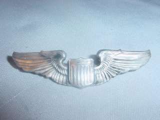 Antique WWII 3 Silver Pilot Wings w/USAAF Shield  