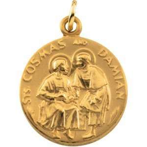  14k Sts. Cosmas Damian Medal 18mm/14kt yellow gold 