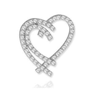  14k White Gold Interlaced Hearts 3/4 Carat Diamond Pendant 