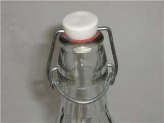 Clear Glass Wine Bottle With Bail & Ceramic Lid w/ Seal  