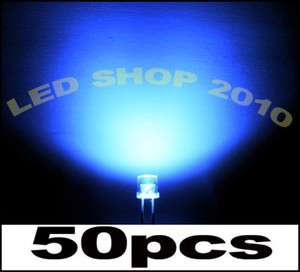50 pcs 5mm Flat top Blue LED Wide Angle Light lamp  