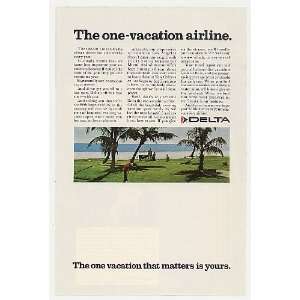  1968 Delta Airlines The One Vacation Airline Golfing Print 