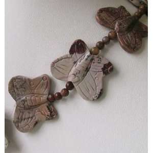  CARVED Apache Jasper BUTTERFLY Bead 8 inches STRAND 