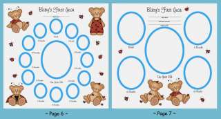 24 BABY SHOWER TEDDY BEARS BOY PREMADE SCRAPBOOK PAGES  