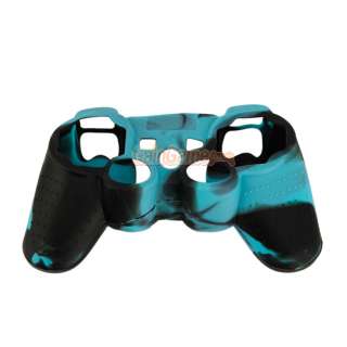 Silicone Skin Case for Sony Playstation 3 Controller Blue White + Blue 
