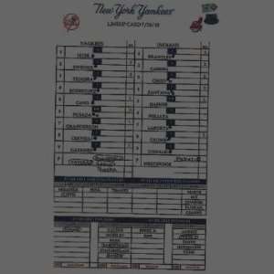 Yankees at Indians 7 26 2010 Game Used Lineup Card (FJ015542)   Other 