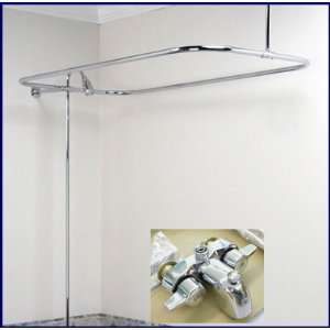  Clawfoot Tub Add on Shower   Faucet & Rectangular Shower Rod 