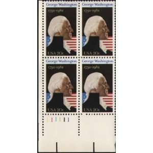   GEORGE WASHINGTON #1952 Plate Block of 4 x 20 cents US Postage Stamps