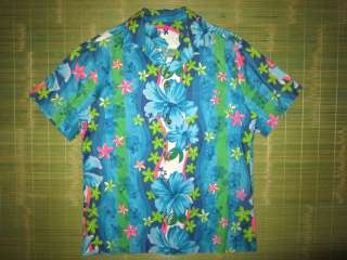 Vintage Hawaiian Shirt Mens sz SMALL Floral Island Surf Tropical Retro 