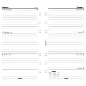 Filofax Calendar Refills Week On Two Pages Lined 2008 Personal Size 