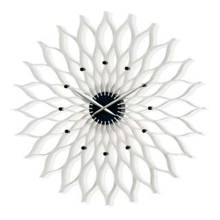 Lotus White Modern Wall Clock Nelson Home Office NEW  