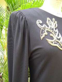 Vintage Ricki Lang forNUIT Black Beaded Long Gown Ss10  
