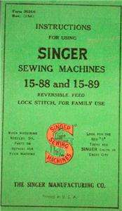 Singer 15 88 and 15 89 Sewing Machine Manual on CD  