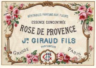 Vtg French Perfume Label Rose de Provence J Giraud Fils  