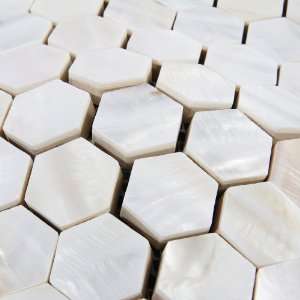 Home Elements Porcelain Base Mother of Pearl Tile   Pearl white   1 In 
