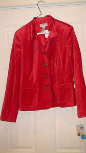 COVINGTON Red VELVET Jacket, DIAMOND Buttons, 8 NWT  
