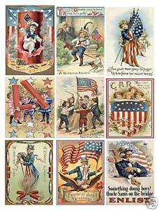 Vintage Patriotic Postcard Collage Sheet A10  