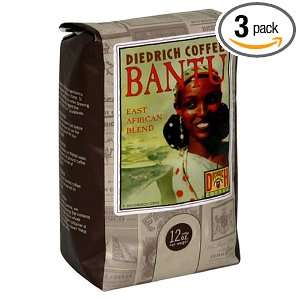 Diedrich Coffee, Bantu, Whole Bean, 12 Ounce Bags (Pack of 3)