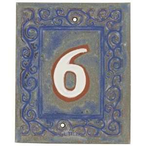   Swirl house numbers   #6 in blue fog & marshmallow