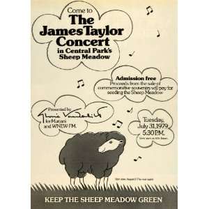 1979 Ad James Taylor Concert Central Parks Sheep Meadow 