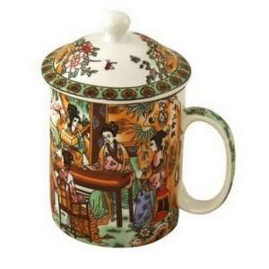  Geisha Scene Porcelain Tea / Coffee Cup