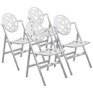   : Set of 4 Zuo Meringue White Outdoor Folding Chairs: Home & Kitchen